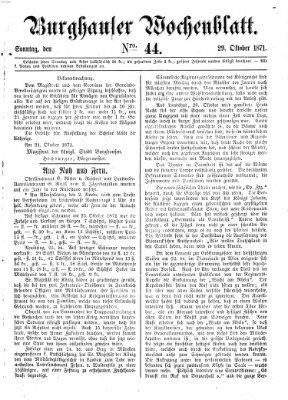 Burghauser Wochenblatt Sonntag 29. Oktober 1871