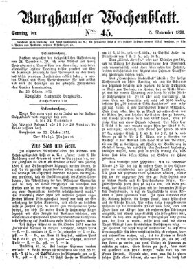 Burghauser Wochenblatt Sonntag 5. November 1871