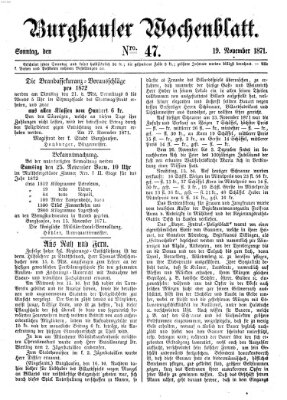 Burghauser Wochenblatt Sonntag 19. November 1871