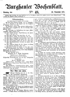 Burghauser Wochenblatt Sonntag 26. November 1871