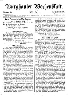 Burghauser Wochenblatt Sonntag 10. Dezember 1871