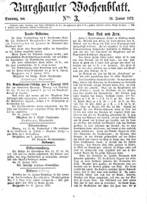 Burghauser Wochenblatt Sonntag 14. Januar 1872