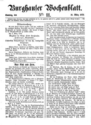 Burghauser Wochenblatt Sonntag 10. März 1872