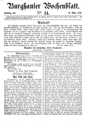 Burghauser Wochenblatt Sonntag 31. März 1872