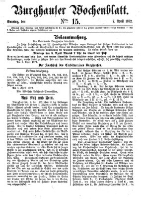 Burghauser Wochenblatt Sonntag 7. April 1872