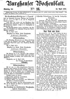 Burghauser Wochenblatt Sonntag 14. April 1872