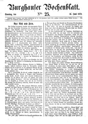 Burghauser Wochenblatt Sonntag 16. Juni 1872