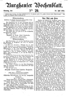 Burghauser Wochenblatt Sonntag 14. Juli 1872