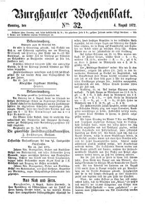 Burghauser Wochenblatt Sonntag 4. August 1872