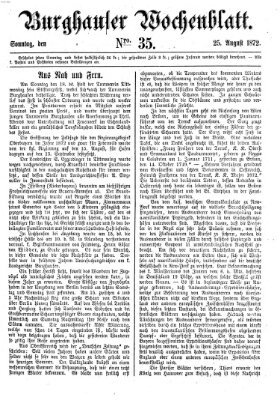 Burghauser Wochenblatt Sonntag 25. August 1872
