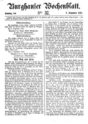 Burghauser Wochenblatt Sonntag 8. September 1872