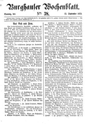 Burghauser Wochenblatt Sonntag 15. September 1872