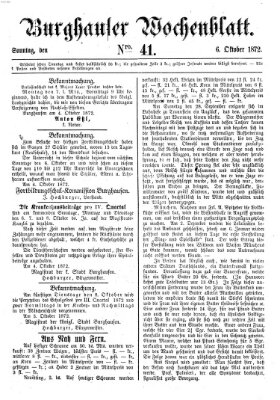 Burghauser Wochenblatt Sonntag 6. Oktober 1872