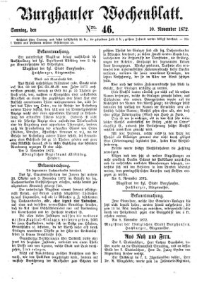 Burghauser Wochenblatt Sonntag 10. November 1872