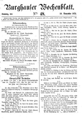 Burghauser Wochenblatt Sonntag 24. November 1872