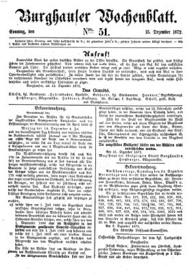 Burghauser Wochenblatt Sonntag 15. Dezember 1872