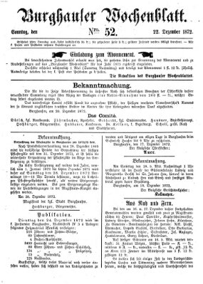 Burghauser Wochenblatt Sonntag 22. Dezember 1872