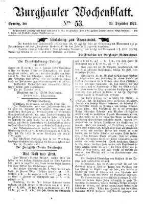Burghauser Wochenblatt Sonntag 29. Dezember 1872