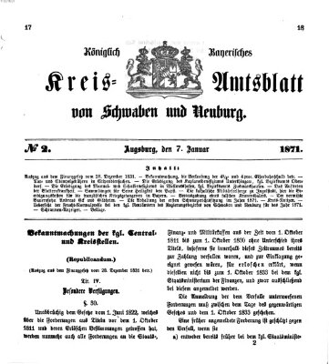 Königlich Bayerisches Kreis-Amtsblatt von Schwaben und Neuburg Samstag 7. Januar 1871