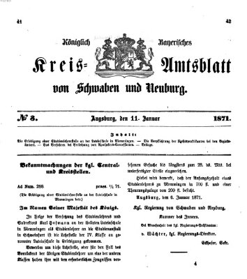 Königlich Bayerisches Kreis-Amtsblatt von Schwaben und Neuburg Mittwoch 11. Januar 1871