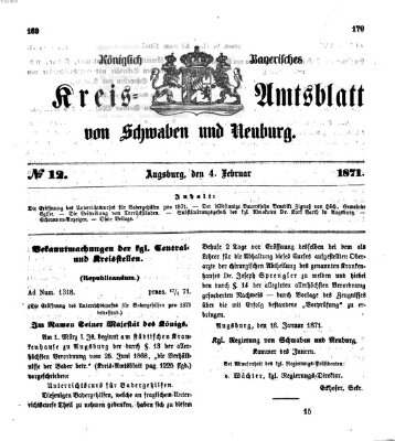 Königlich Bayerisches Kreis-Amtsblatt von Schwaben und Neuburg Samstag 4. Februar 1871