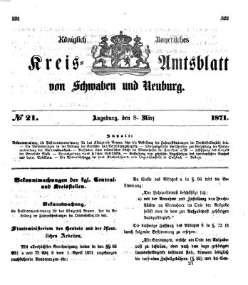 Königlich Bayerisches Kreis-Amtsblatt von Schwaben und Neuburg Mittwoch 8. März 1871