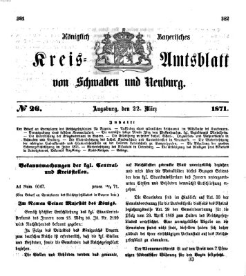 Königlich Bayerisches Kreis-Amtsblatt von Schwaben und Neuburg Mittwoch 22. März 1871