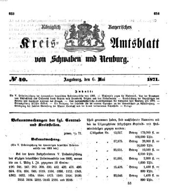 Königlich Bayerisches Kreis-Amtsblatt von Schwaben und Neuburg Samstag 6. Mai 1871