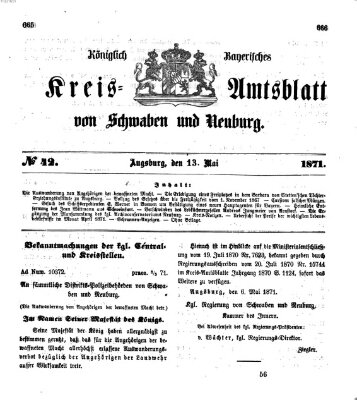 Königlich Bayerisches Kreis-Amtsblatt von Schwaben und Neuburg Samstag 13. Mai 1871