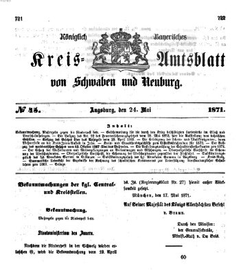 Königlich Bayerisches Kreis-Amtsblatt von Schwaben und Neuburg Mittwoch 24. Mai 1871