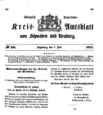 Königlich Bayerisches Kreis-Amtsblatt von Schwaben und Neuburg Mittwoch 7. Juni 1871