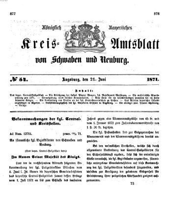 Königlich Bayerisches Kreis-Amtsblatt von Schwaben und Neuburg Mittwoch 21. Juni 1871