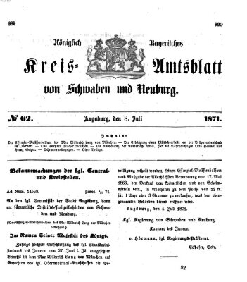 Königlich Bayerisches Kreis-Amtsblatt von Schwaben und Neuburg Samstag 8. Juli 1871