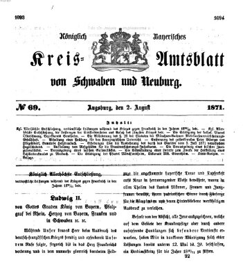 Königlich Bayerisches Kreis-Amtsblatt von Schwaben und Neuburg Mittwoch 2. August 1871