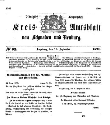 Königlich Bayerisches Kreis-Amtsblatt von Schwaben und Neuburg Mittwoch 13. September 1871