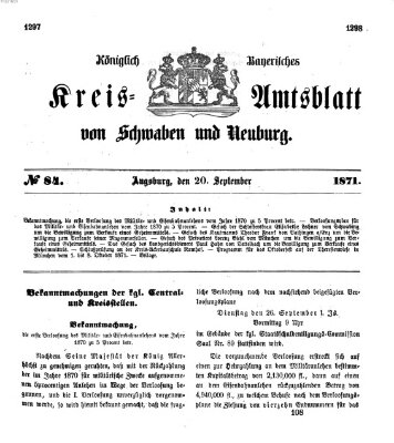 Königlich Bayerisches Kreis-Amtsblatt von Schwaben und Neuburg Mittwoch 20. September 1871