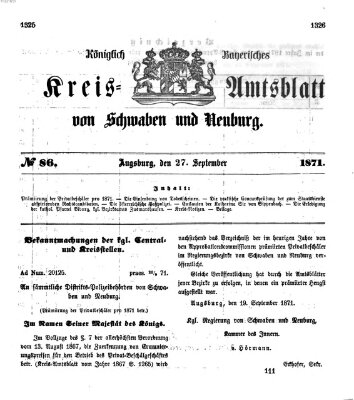 Königlich Bayerisches Kreis-Amtsblatt von Schwaben und Neuburg Mittwoch 27. September 1871