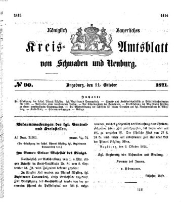 Königlich Bayerisches Kreis-Amtsblatt von Schwaben und Neuburg Mittwoch 11. Oktober 1871