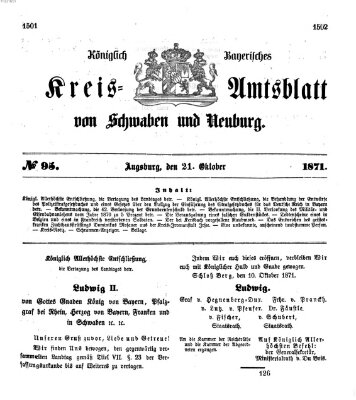 Königlich Bayerisches Kreis-Amtsblatt von Schwaben und Neuburg Samstag 21. Oktober 1871