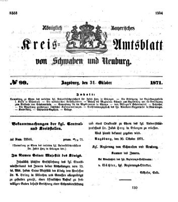 Königlich Bayerisches Kreis-Amtsblatt von Schwaben und Neuburg Dienstag 31. Oktober 1871