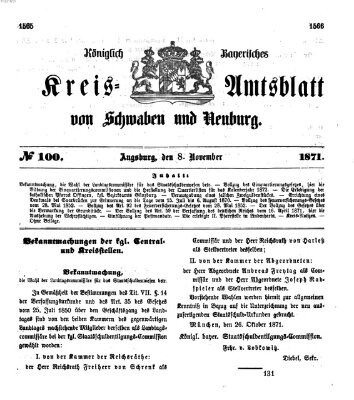 Königlich Bayerisches Kreis-Amtsblatt von Schwaben und Neuburg Mittwoch 8. November 1871