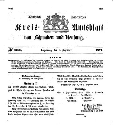 Königlich Bayerisches Kreis-Amtsblatt von Schwaben und Neuburg Mittwoch 6. Dezember 1871