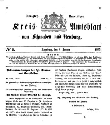 Königlich Bayerisches Kreis-Amtsblatt von Schwaben und Neuburg Mittwoch 8. Januar 1873