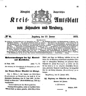 Königlich Bayerisches Kreis-Amtsblatt von Schwaben und Neuburg Mittwoch 22. Januar 1873