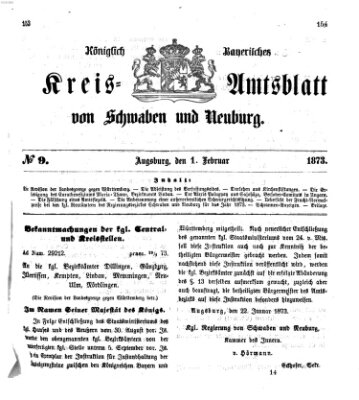 Königlich Bayerisches Kreis-Amtsblatt von Schwaben und Neuburg Samstag 1. Februar 1873