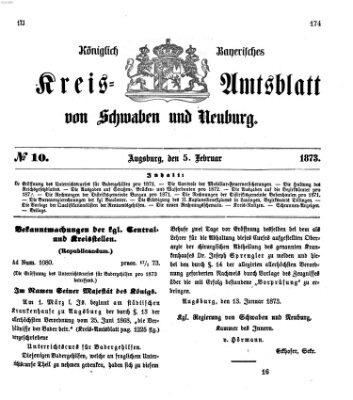 Königlich Bayerisches Kreis-Amtsblatt von Schwaben und Neuburg Mittwoch 5. Februar 1873