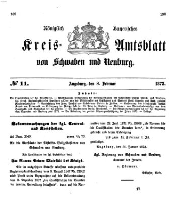 Königlich Bayerisches Kreis-Amtsblatt von Schwaben und Neuburg Samstag 8. Februar 1873