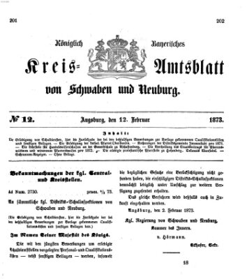 Königlich Bayerisches Kreis-Amtsblatt von Schwaben und Neuburg Mittwoch 12. Februar 1873