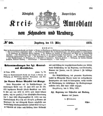 Königlich Bayerisches Kreis-Amtsblatt von Schwaben und Neuburg Mittwoch 12. März 1873