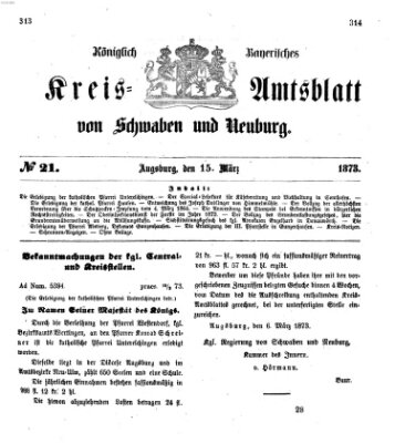 Königlich Bayerisches Kreis-Amtsblatt von Schwaben und Neuburg Samstag 15. März 1873